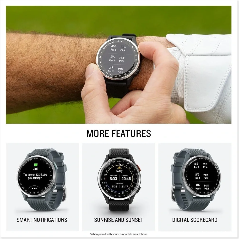 New! Garmin Approach S44 GPS Golf Course Smartwatch 1.2